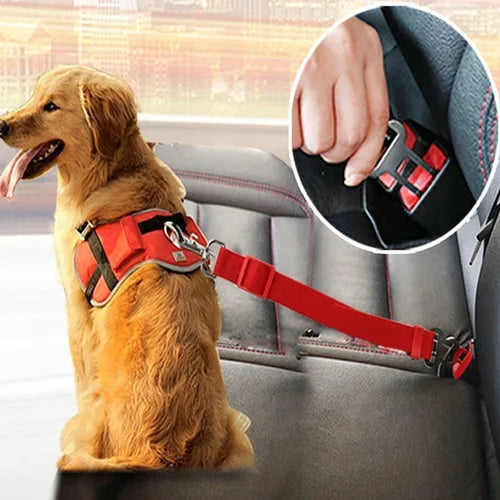 Adjustable Pet Cat Dog Car Seat  Belt Pet Seat Vehicle Dog Harness Lead Clip Safety Lever Traction Dog Collars Dog Accessoires