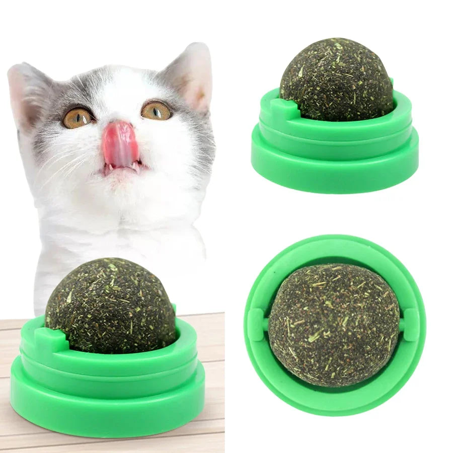 Spinning Catnip Mint Ball for Cats, Interactive Dental Care Chew Toy with Natural Catnip, Hairball Control Kitten Cat Toys
