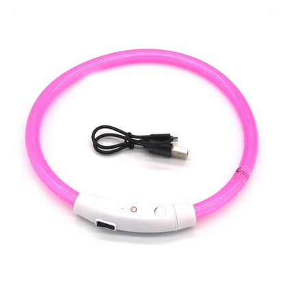 USB Rechargeable Fiber Optic Collar Pet Dog LED Light Collar Luminous Anti-Lost Dog Collar USB Rechargeable Dog Necklace Collar